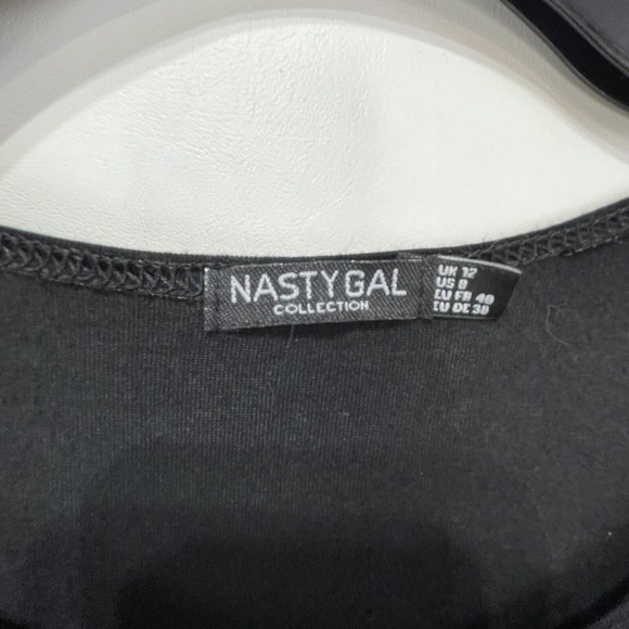 Nasty Gal Collection Women Sz 8 M Cropped T Shirt Black Crew Neck - Picture 6 of 16